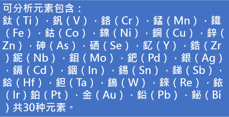 X-MET8000 手持XRF可分析元素種類
